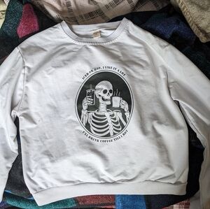 White Skeleton coffee Sweater